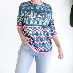 Atac Sportswear  Neoprene Palmetto Crewneck Neon Sweatshirt Size Large